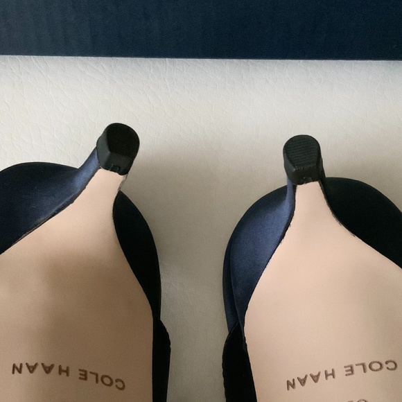 Cole Haan Ophelia Blue Satin Marine Heel Pump Mule - Picture 14 of 14